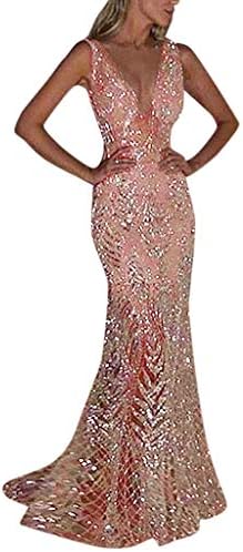 OWMEOT Women's Prom Dresses Long Sequins Formal Evening Dresses Ball Gowns