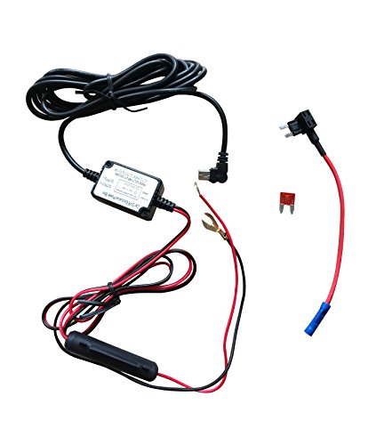 Dash Camera Hard Wire Kit- Mini USB Dash Cam 10 Foot Hardwire and Fuse Kit for Dash Camera Power Supply Car Charger GPS Car DVR Power Box (Left Angel Mini USB And Fuse Kit)