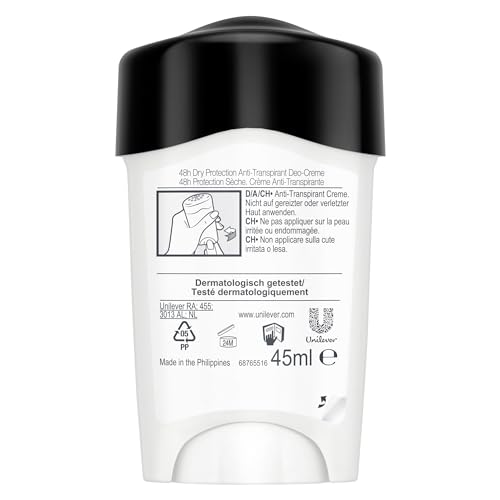 Rexona Men Maximum Protection Anti Transpirant Deo Creme Clean Scent Deodorant mit 96 Stunden Schutz gegen starkes Schwitzen und Geruch mit 3x Schutz bei Stress, Hitze & Bewegung 45 ml 2