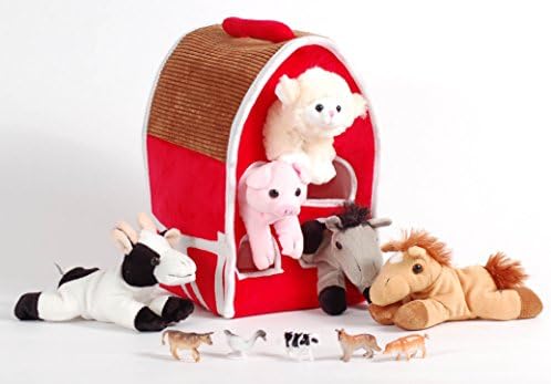 Unipak 12 Plush Red Barn Playset With 5 Stuffed Farm Animals