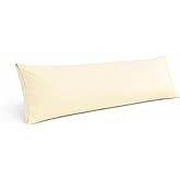 Cotton Delight Organic Cotton Body Pillow Cover 20x60 – 600 Thread Count Sateen Weave, Ultra-Soft & Smooth Long Body Pillowcase with Envelope Closure, Soft Ivory Body Pillow Case (1 Pack)