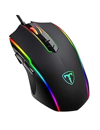 Pictek Gaming Mouse Wired, 3200 DPI, 6 botones programables (disco de conducción incluido), Optical Gamer Gaming Mice with 7 Breathing Lights, Ergonomic Anti-Slip Structure for PC
