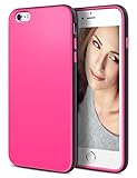 iPhone 6S Case, LoHi Apple iPhone 6 Case Soft Touch [Ultra Slim-Fit] Shock Absorbing Scratch Resistant Flexible TPU Bumper Cover Case for iPhone 6S 6 - Hot Pink/Black