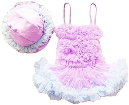 Baby Girl Cute Skirt Purple&amp;Blue Multilayer Lace 2 Pieces Swimwear Sets (5T, Purple&amp;Blue)