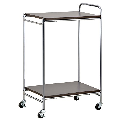 MyGift 2Tier Chrome Plated Stainless Steel Rolling Service Cart, Hotel