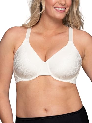 Vanity Fair Womens Full Figure Beauty Back Smoothing Bra, 4 Way Stretch Fabric, Lightly Lined Cups Up to H, Opaque, Underwire-White, 38C