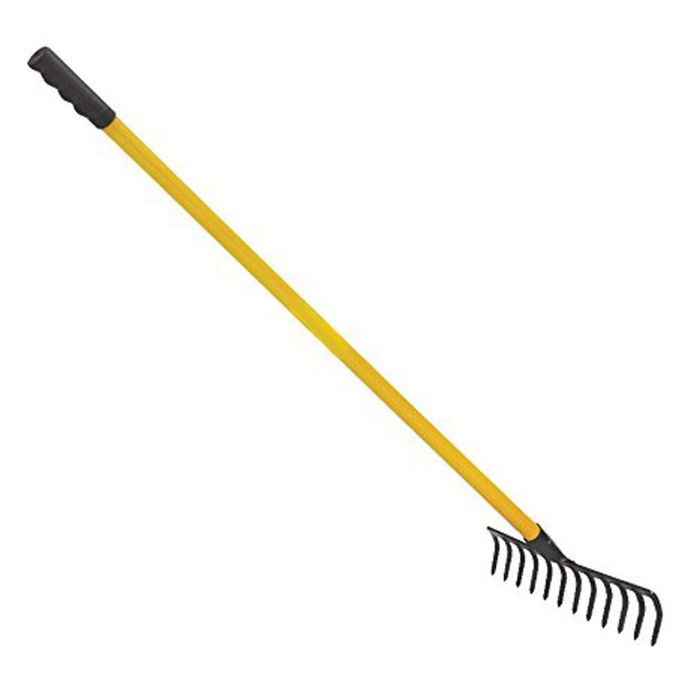 Defender Tools Heavy Duty 12 Tooth All Steel Garden Soil Rake With Long Metal Steel Handle