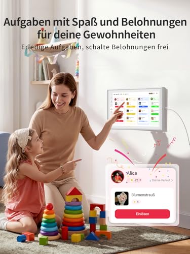 Airzeen Digital Calendar, Electronic Wall Calendar for Family Planner, Day, Week, Month Planner, 10.1 Inch Family Calendar with Picture Frame, Tasks, Rewards, Meals, Weather, Lists, Alarm Clock