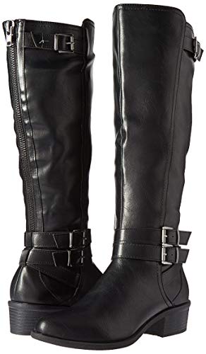 Madden Girl Women's Warner Equestrian Boot, Black Paris, 7 M US