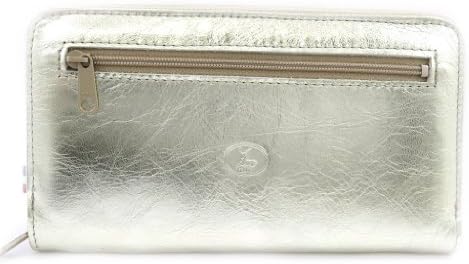 Wallet + checkbook holder leather zipped 'Frandi'golden plate.
