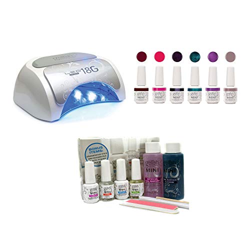 Gelish Harmony 18G Professional Gel Nail Polish LED Lamp, Basix Kit & 6 Polishes