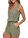YOMISOY Womens Sexy Tank Rompers Summer Sleeveless Zipper V Neck Short Jumpsuits with Pockets