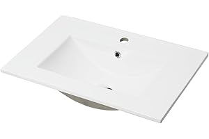 KSWIN 30" x18.5" Drop-In Bathroom Sink Rectangle Porcelain Ceramic Bathroom Vanity Top Vessel Sink, White 30inch