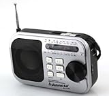 Anncia New Portable FM/AM/SW radio Speaker with Micro TF card and USB flash driver MP3 player. (1106 Silver)