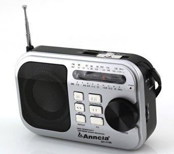 Anncia New Portable FM/AM/SW radio Speaker with Micro TF card and USB flash driver MP3 player. (1106 Silver)