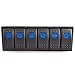 AutoEC 6 Gang Aluminum Rocker Switch Panel Toggle Dash 4 Pin ON/Off Pre-Wired Rocker Switch Blue Backlit Switch for Automotive Car Marine Boat RV, Wires Included