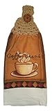 Handcrafted Buff Crochet Topped Coffee Bean Theme Kitchen Towel