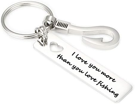 I Love You More Than You Love Fishing Keychain Gift for Men Boyfriend Girlfriend Husband Wife Birthday Anniversary Valentines Day