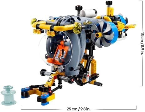 Technic Tiefseeforscher U-Boot Spielzeug, Bauspielzeug für Kinder, Jungen und Mädchen ab 9 Jahren, kreative Geschenkideen zum Geburtstag, baubares Fahrzeug, mit drehenden Propellern 42201