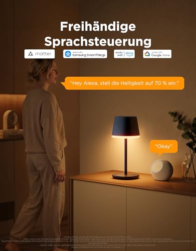 Govee Table Lamp Wireless Battery, RGBICWW Table Lamp Compatible with Matte Alexa, 500 lm Bedside Lamp Dimmable with 4800 mAh Rechargeable, 72 Scenes, 2700 K-6500 K for Living Room, Dining Room