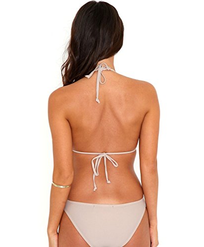 V28® Padded One Piece Fringed Swimsuit Swimwear Monokini (US size: S, Nude2)
