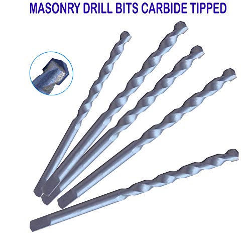 10Pcs 5/32 Inch with 3-1/2 Length Carbide Tipped Masonry Concrete Drill Bit Sand Blasted with Half Flat Shank Use on Masonry, Stone, Ceramic Tile, Bricks, Concrete and Marble