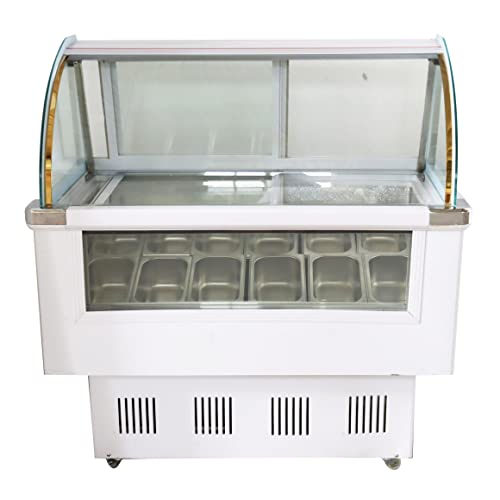 TECHTONGDA Commercial Ice Cream Chest Refrigerator Display Case Showcase Gelato Freezer With LED