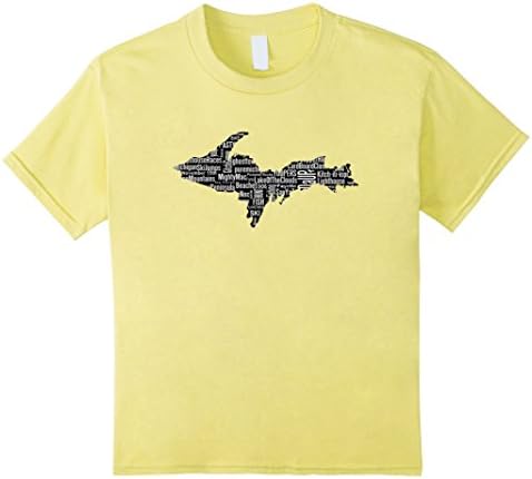 Kids UP SPECIAL PLACES EVENTS WORDS Upper Peninsula Yooper Tshirt 12 Lemon