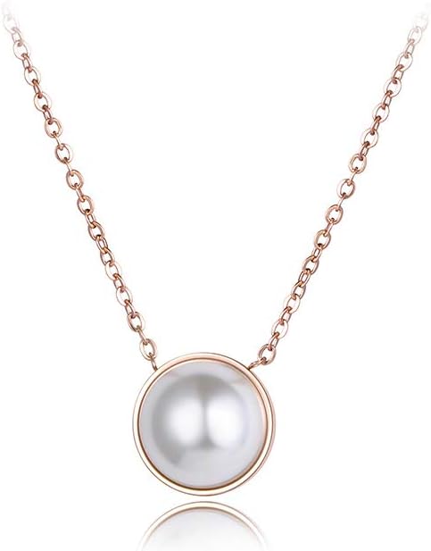 HUIHH Klassische Weiße Künstliche Perlenkette Und Link Halskette Titan