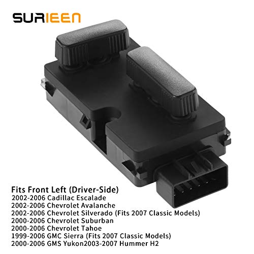 Replaces 12450166 for Driver Side 8-Way Power Seat Switch, Front Left Adjustment Recline Recliner Switch Fits for 1999-2006 Cadillac Escalade Avalanche Silverado Suburban Tahoe Sierra Yukon Hummer H2