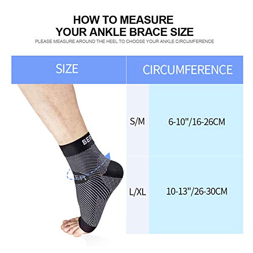 BERTER Ankle Brace Compression Support Sleeve, Plantar Fasciitis Socks with Arch Support - Eases Swelling & Pain from Sprained Ankle, Tendonitis and Heel Spurs