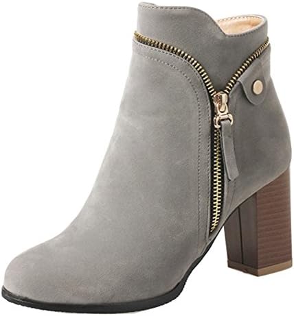 SHOWHOW Women's Comfy Side Zipper Faux Suede Ankle Boots