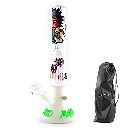 Ulimitx Glass Craft Tube, 15 Inch Dual Water Percolator with Ice Shelf and Rubber Plug - Thumbnail 5