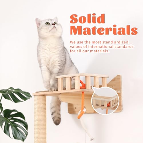 MIUZMORE Cat Tree Wall - Set of 7 Shelves and Platforms with Sisal Scratching Posts, Wall Mounted Furniture for Large Indoor Cats, Space Saver