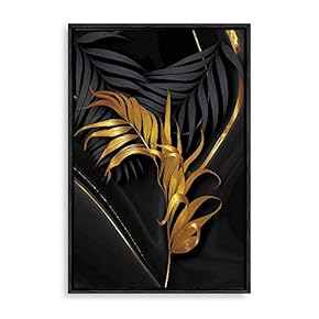 Framed Canvas Wall Art Golden Forest Canvas Prints Home Artwork Decoration for Living Room,Bedroom - 16x24 inches