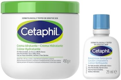 Conjunto de Rotina de Cuidados para Pele Sensível: Creme Hidratante 453g + Mini Loção Limpadora 29ml