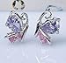 Crystalline Azuria Butterflies Stud Earrings with Pink Purple Violet Zirconia Crystals 18K White Gold Plated for Women