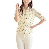 Shouhengda Women Long Sleeve Chiffon Blouse Floral Printed Button Shirts