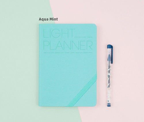 2018 Premium Light Planner (Aqua Mint) Simple Pattern Journal Monthly Weekly Scheduler Organize Notepad Planner Year Daily Agenda Korea item