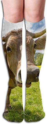 Unisex Long Stockings Big Head Cow Soft Long Hose Knee High Sock For Men Women