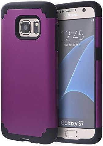 Galaxy S7 Case, SAUS [Heavy Duty] Lightweight 2 in 1 Hybrid Dual Layer with Hard Protective Case for Samsung Galaxy S7 (Purple+Black )
