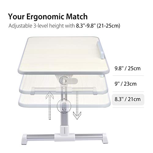 Neetto Height Adjustable Laptop Bed Table, Portable Lap Desk with