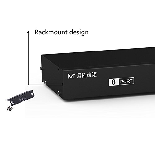 RIJER 8 Port Manual Smart VGA USB KVM Switch PC Computer Selector 1 KM Combo Controls 8 Hosts with Extension Switcher and original Cable 801UK