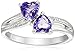 Amazon Essentials Sterling Silver Diamond Accent and Amethyst Two Heart Ring, Size 6, (previously Amazon Collection)