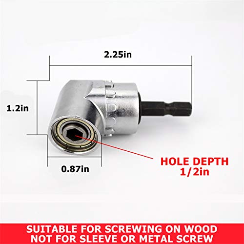 Screwdriver Bit Sets with Right Angle Drill,105 Degree Right Angle Screwdriver set Drill Hex Bit Socket Adapter + 3Pcs 1/4" 3/8" 1/2" Hex Shank Impact Grade Driver Socket Adapter/Extension Set Drill - Thumbnail 4
