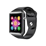EasyDy Bluetooth Wearable Smart Watches Android Calling Smartwatch Phone with Camera E118 (Black)