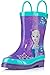 Disney Kids Girls' Frozen Anna and Elsa Character Printed Waterproof Easy-On Rubber Rain Boots (Toddler/Little Kids)