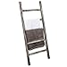 MyGift 5-Tier Blanket Ladder, 48 Inch Wooden Quilt Towel Holder Rack, Decorative Ladder Shelf for Living Room Bathroom Home Decor, Easy Assembly, Rustic Farmhouse Torched Wood