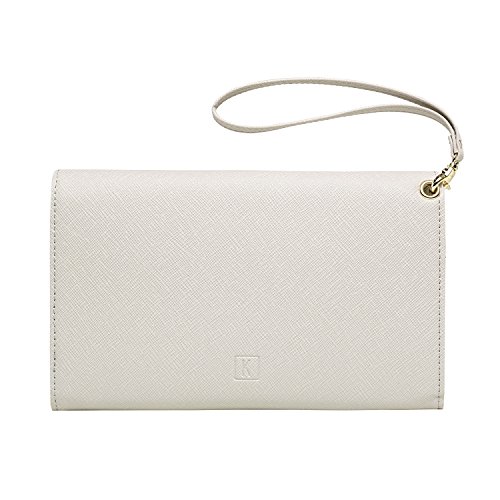 Krosslon Rfid Passport Holder Wristlet Travel Wallet Trifold Documents Organizer Slim Purse, Fit US UK CA Passport Cover Best Traveling Accessories for Women, Mist Grey(204#)