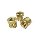 Nigo Brass Pipe Fitting, Hex Bushing (3 Pack, 3/8" NPT Male x 1/4" NPT Female)